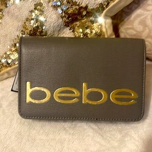 Bebe Fabiola Saffiano Crossbody in gray